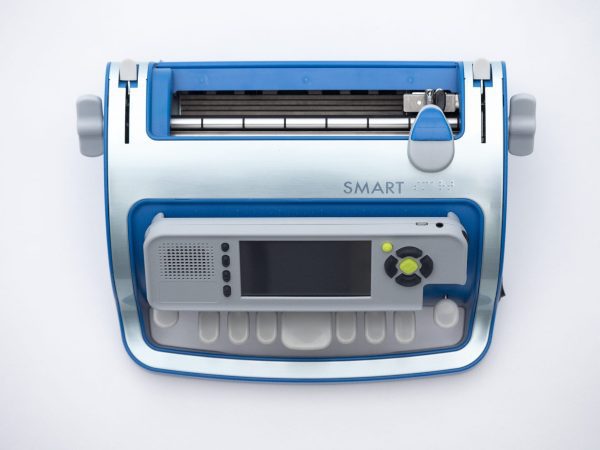 SMART Brailler top view displaying all elements of the device