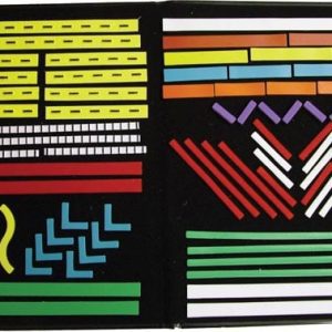 A variety of textured stripes on a black felt background