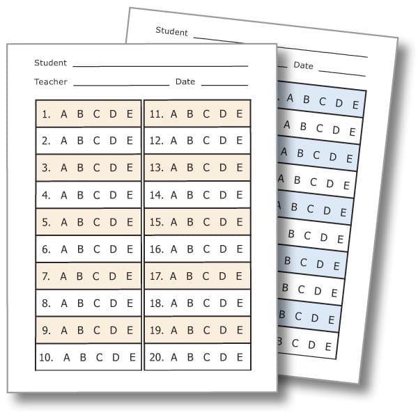 Accessible Multiple Choice Answer Sheets
