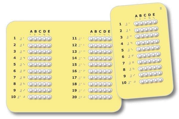 Pop-A-Dot Accessible Multiple Choice Answer Sheets