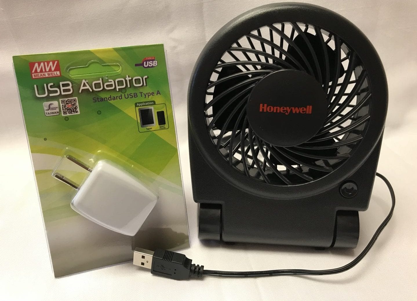 turbo fan, usb cable, and plug adapter