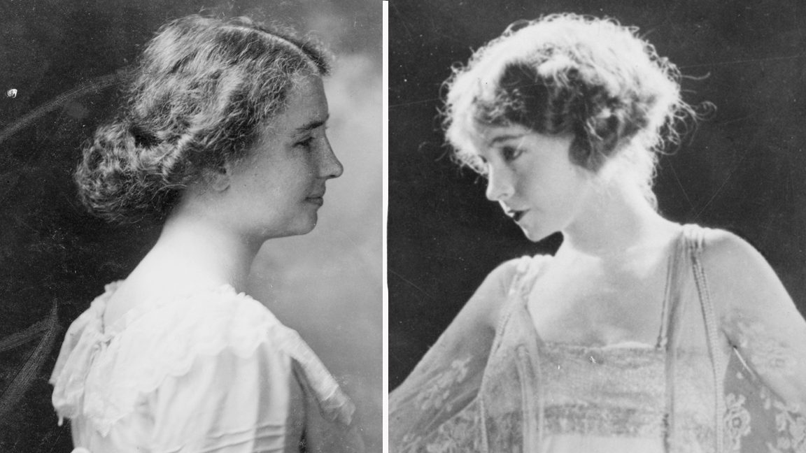 side by side black and white portraits of Helen Keller and Lillian Gish