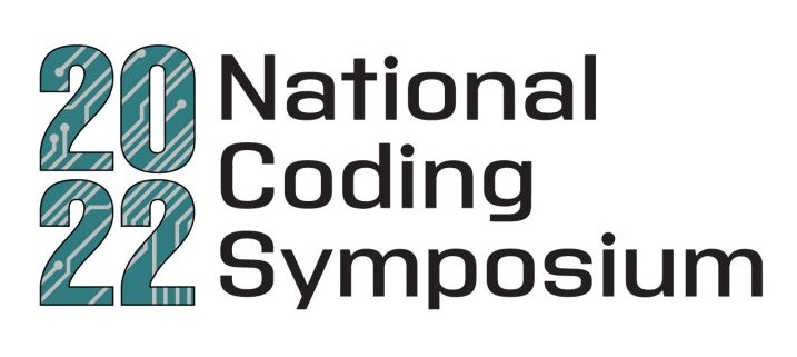 2022 National Coding Symposium logo. The numbers “2022” are teal and have a gray circuit board pattern across them. Text below reads, "Presented by APH and Partners."
